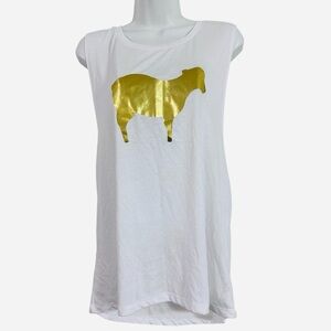 Goldsheep NEW Women’s White Logo Foil Gold Tank -Gold Sheep- Sz.M/L Athlesiure